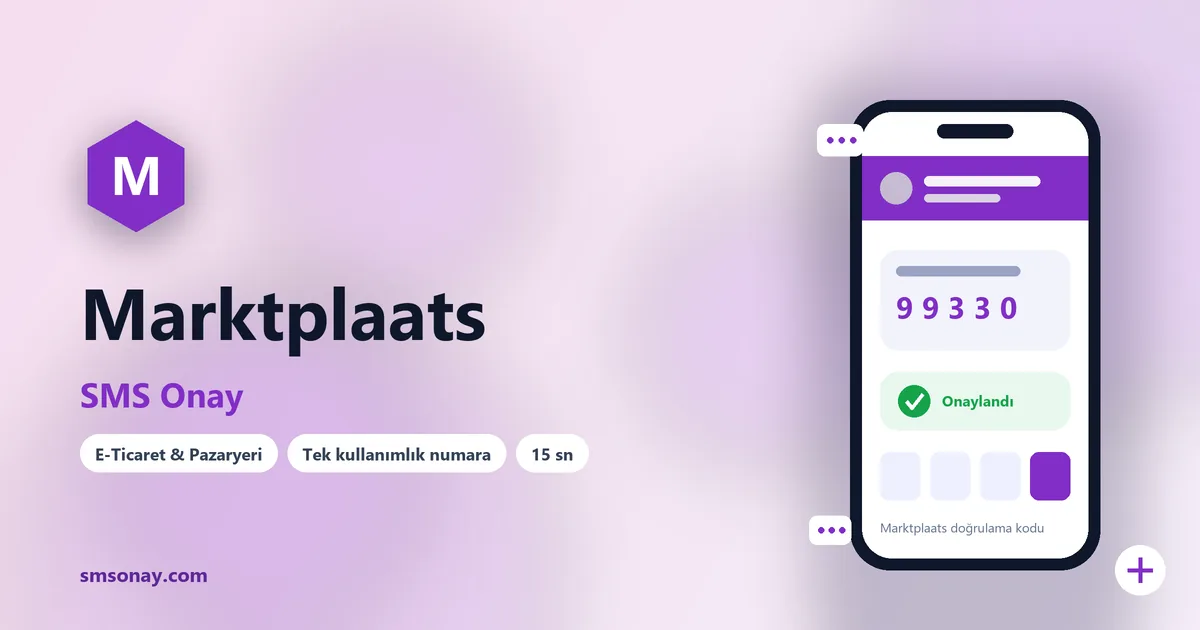 Marktplaats SMS onay: sanal numaraya gelen doğrulama kodu ekranı