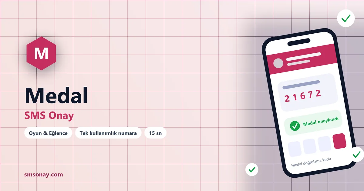 Medal SMS onay: sanal numaraya gelen doğrulama kodu ekranı