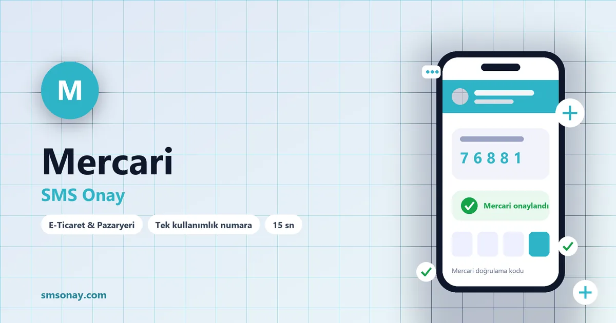Mercari SMS onay: sanal numaraya gelen doğrulama kodu ekranı