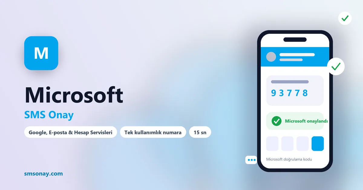 Microsoft SMS onay: sanal numaraya gelen doğrulama kodu ekranı