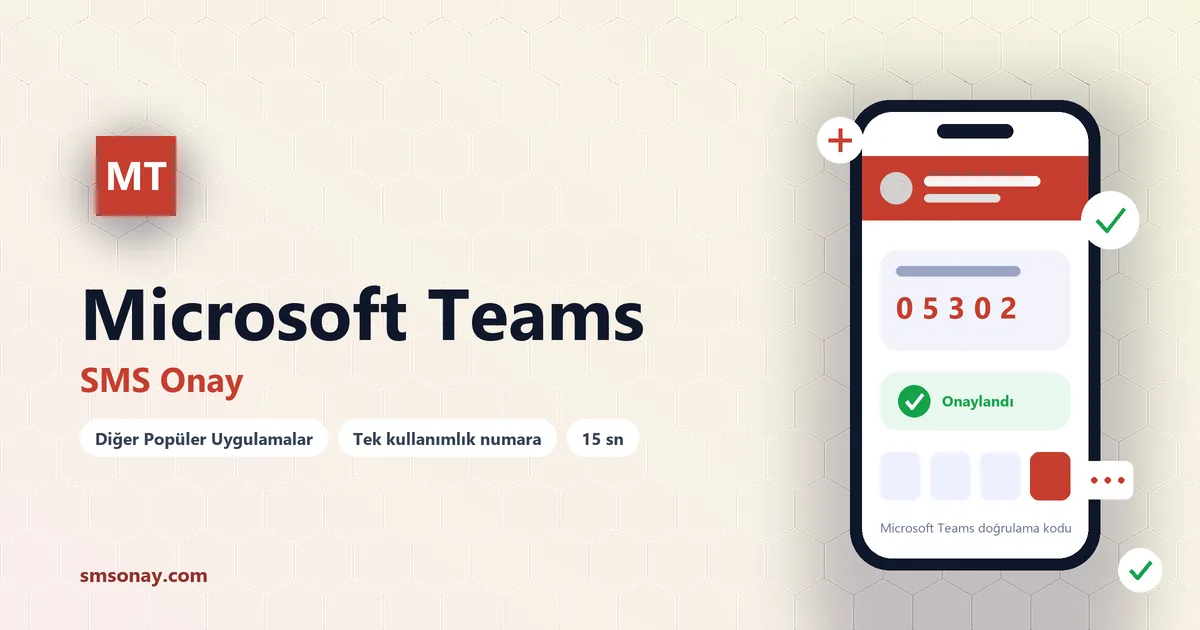 Microsoft Teams SMS onay: sanal numaraya gelen doğrulama kodu ekranı