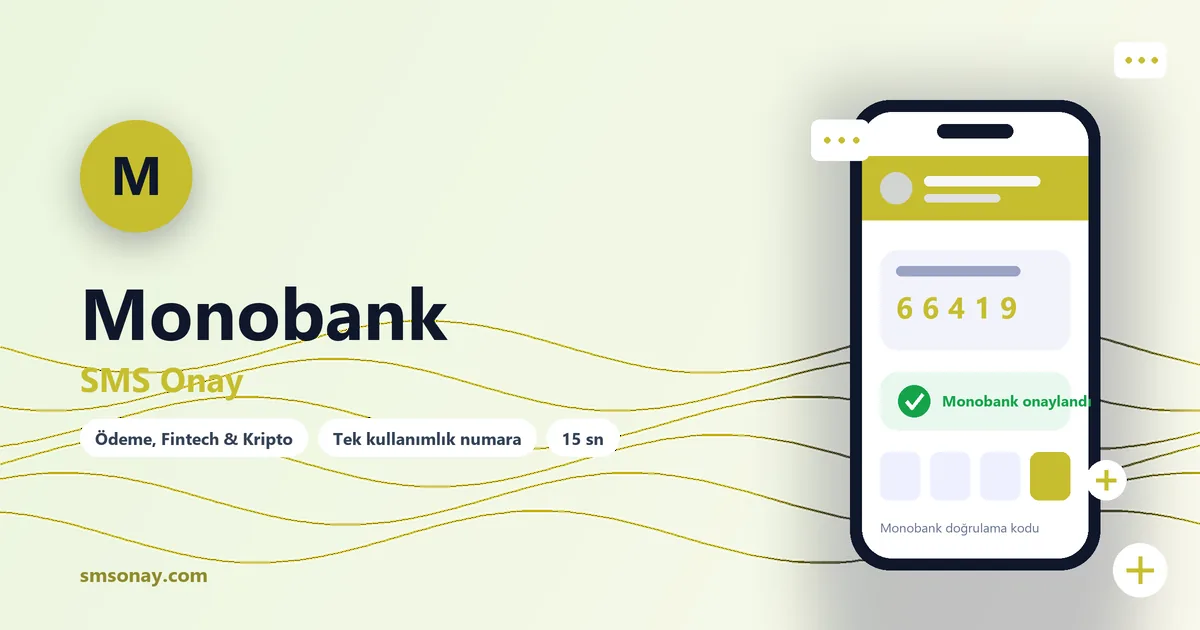 Monobank SMS onay: sanal numaraya gelen doğrulama kodu ekranı