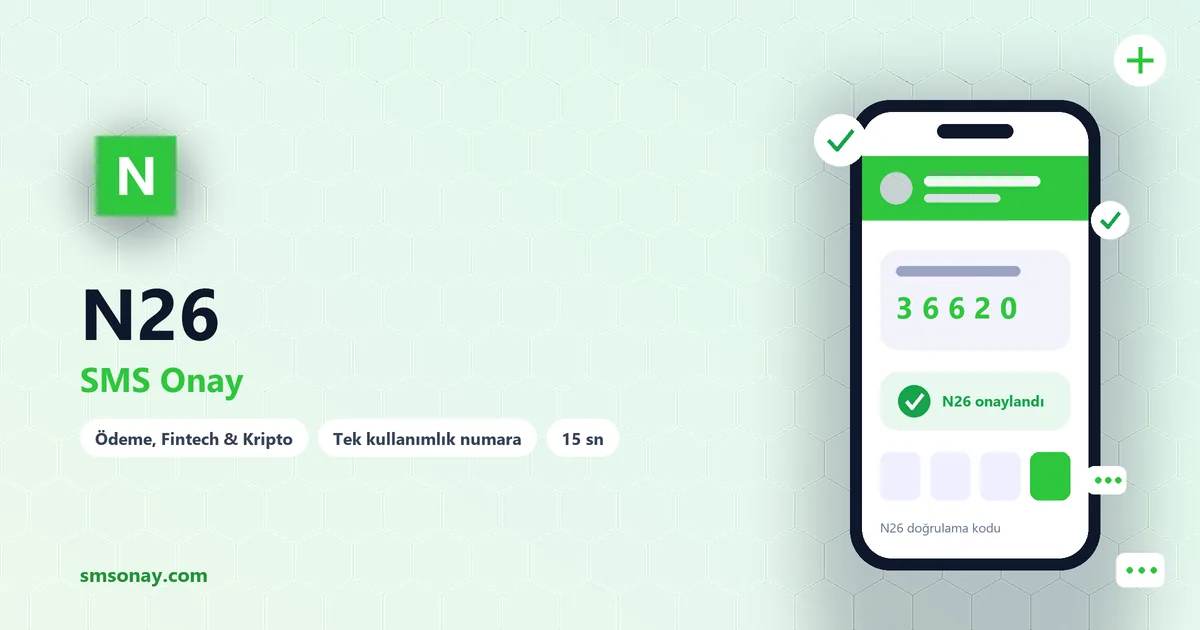 N26 SMS onay: sanal numaraya gelen doğrulama kodu ekranı