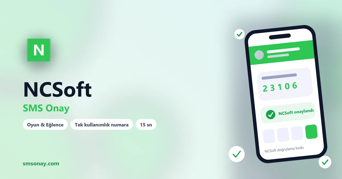 NCSoft SMS onay: sanal numaraya gelen doğrulama kodu ekranı