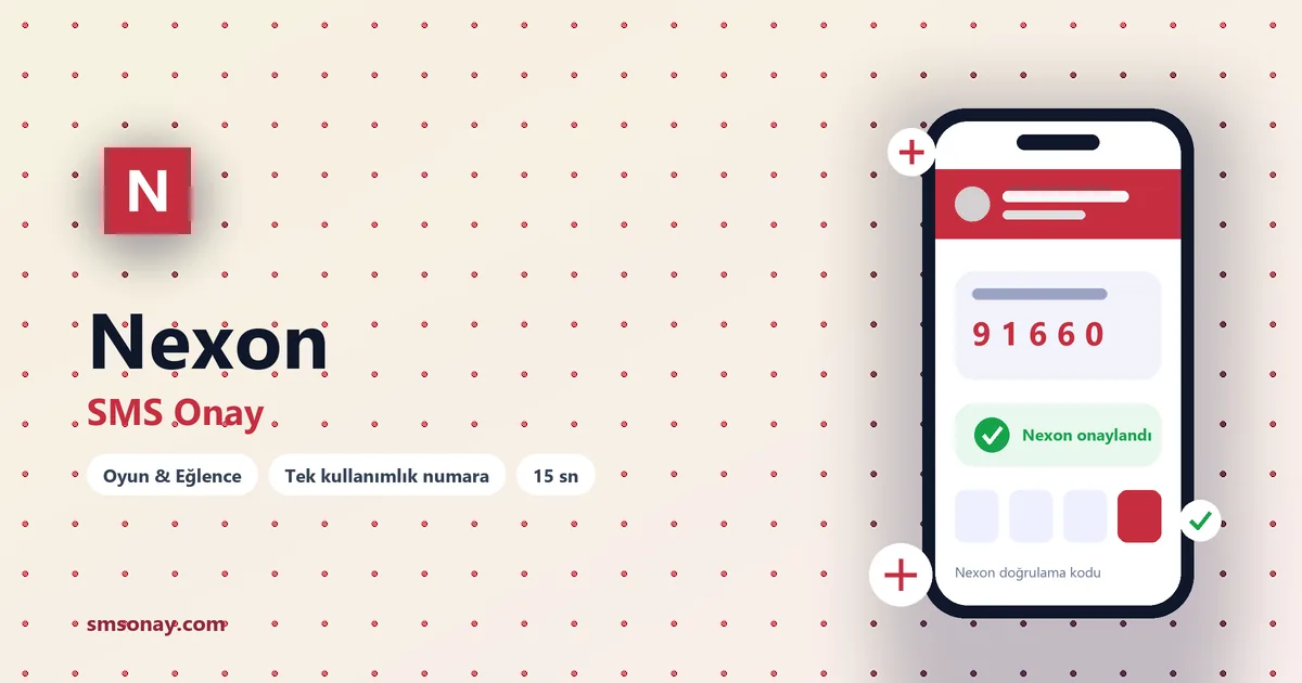 Nexon SMS onay: sanal numaraya gelen doğrulama kodu ekranı