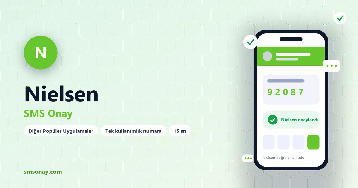 Nielsen SMS onay: sanal numaraya gelen doğrulama kodu ekranı