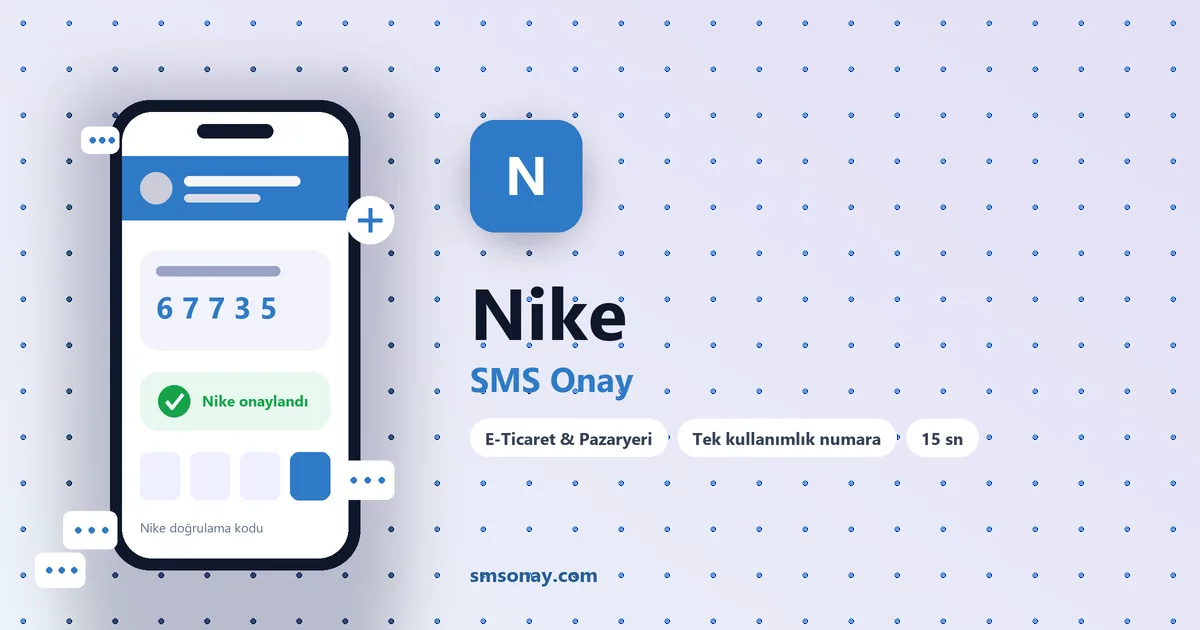 Nike SMS onay: sanal numaraya gelen doğrulama kodu ekranı
