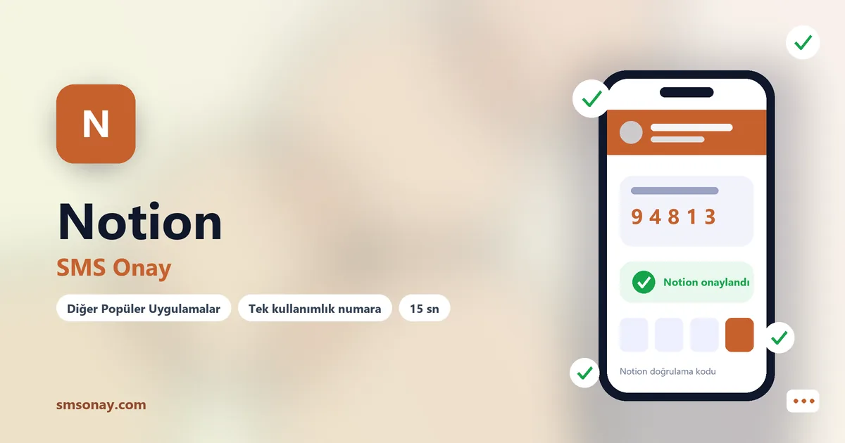 Notion SMS onay: sanal numaraya gelen doğrulama kodu ekranı