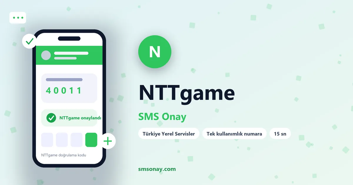 NTTgame SMS onay: sanal numaraya gelen doğrulama kodu ekranı