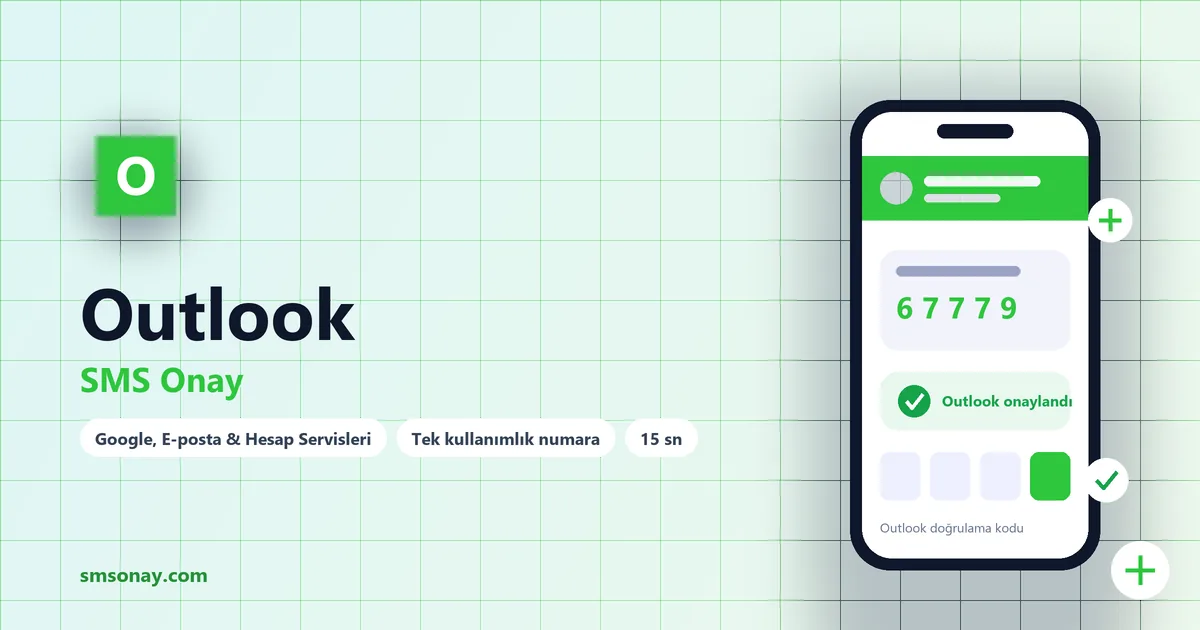 Outlook SMS onay: sanal numaraya gelen doğrulama kodu ekranı