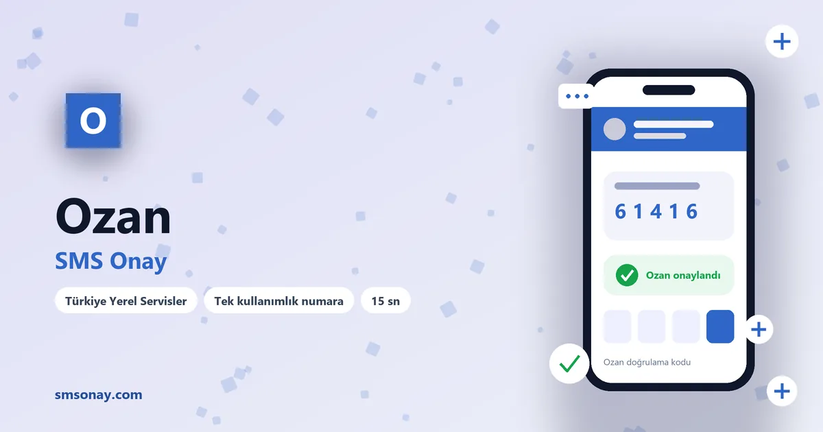 Ozan SMS onay: sanal numaraya gelen doğrulama kodu ekranı