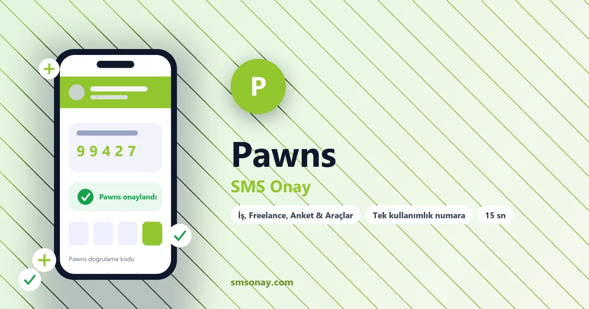 Pawns SMS onay: sanal numaraya gelen doğrulama kodu ekranı