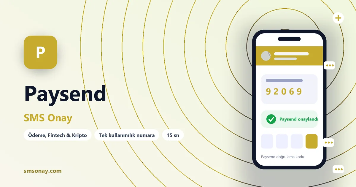 Paysend SMS onay: sanal numaraya gelen doğrulama kodu ekranı
