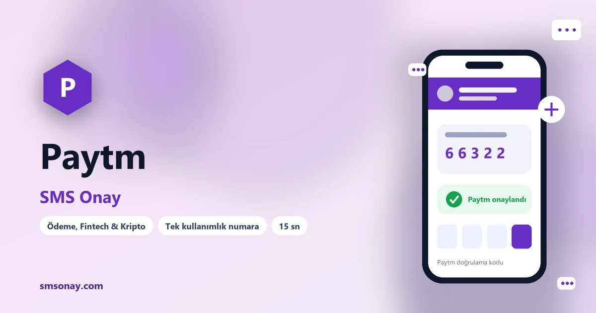Paytm SMS onay: sanal numaraya gelen doğrulama kodu ekranı