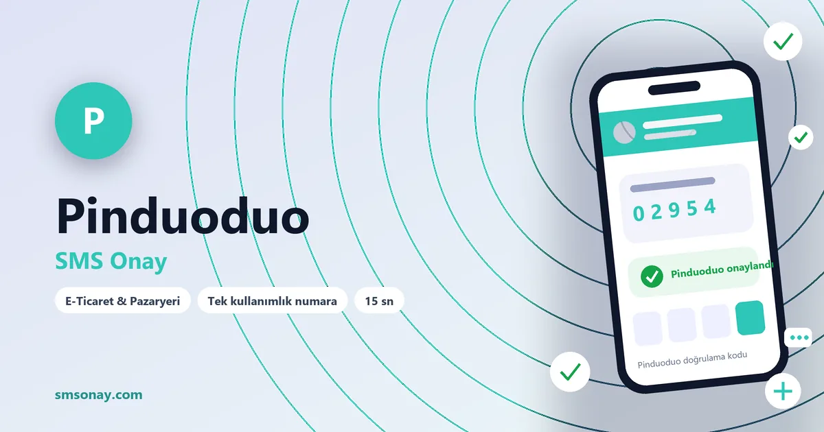 Pinduoduo SMS onay: sanal numaraya gelen doğrulama kodu ekranı