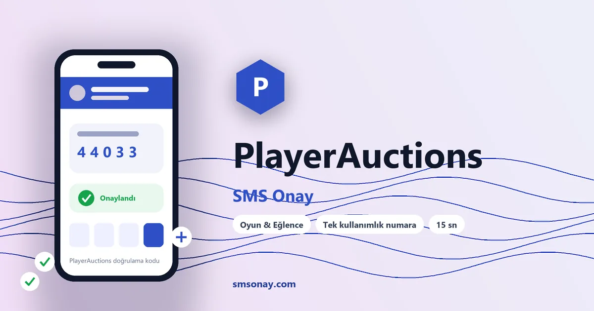 PlayerAuctions SMS onay: sanal numaraya gelen doğrulama kodu ekranı