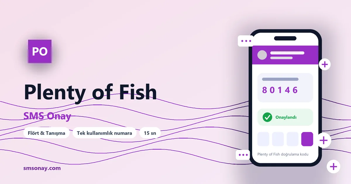 Plenty of Fish SMS onay: sanal numaraya gelen doğrulama kodu ekranı