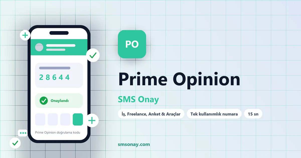 Prime Opinion SMS onay: sanal numaraya gelen doğrulama kodu ekranı