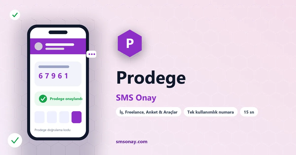 Prodege SMS onay: sanal numaraya gelen doğrulama kodu ekranı