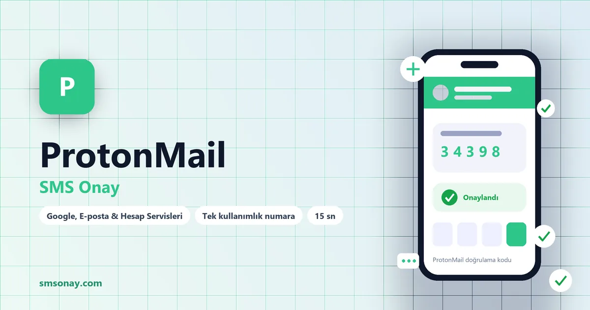 ProtonMail SMS onay: sanal numaraya gelen doğrulama kodu ekranı