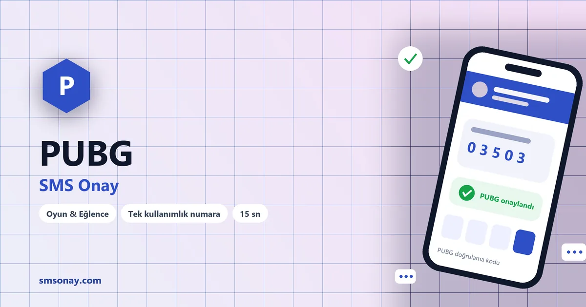 PUBG SMS onay: sanal numaraya gelen doğrulama kodu ekranı