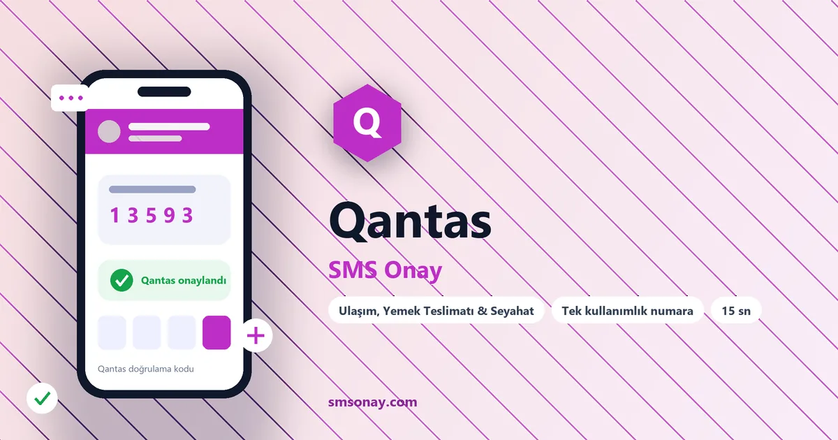 Qantas SMS onay: sanal numaraya gelen doğrulama kodu ekranı