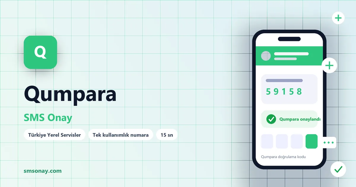 Qumpara SMS onay: sanal numaraya gelen doğrulama kodu ekranı