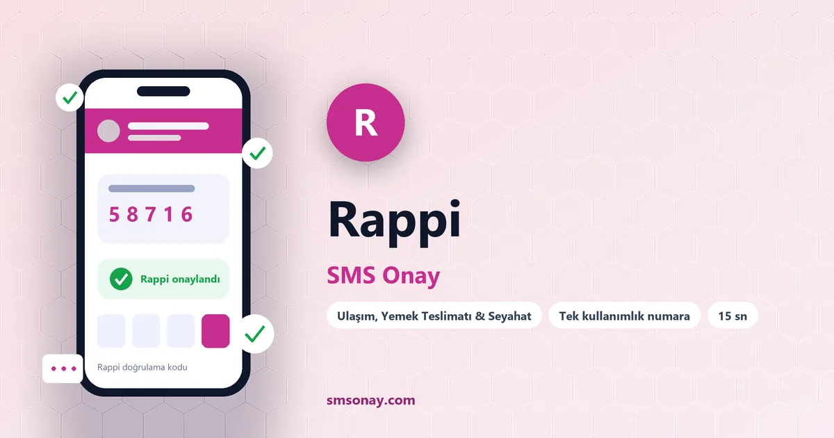 Rappi SMS onay: sanal numaraya gelen doğrulama kodu ekranı