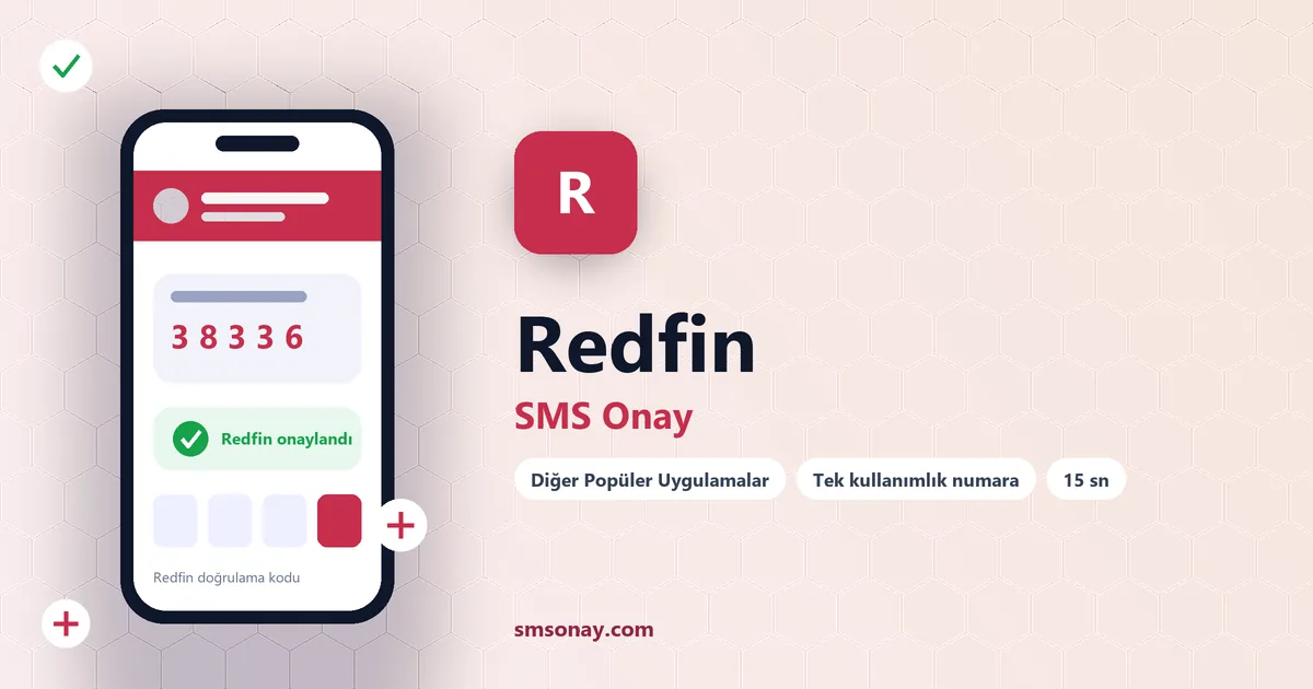 Redfin SMS onay: sanal numaraya gelen doğrulama kodu ekranı