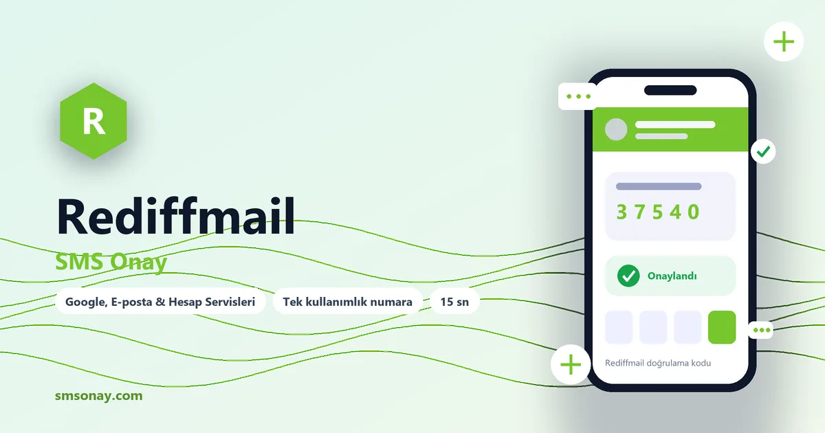 Rediffmail SMS onay: sanal numaraya gelen doğrulama kodu ekranı