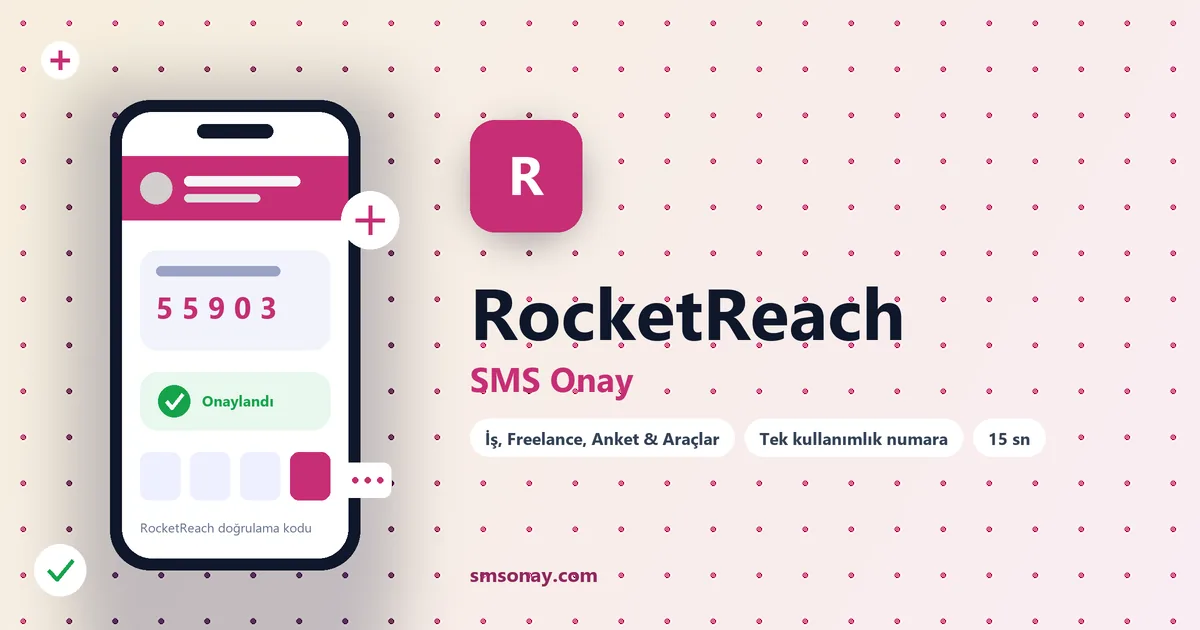 RocketReach SMS onay: sanal numaraya gelen doğrulama kodu ekranı
