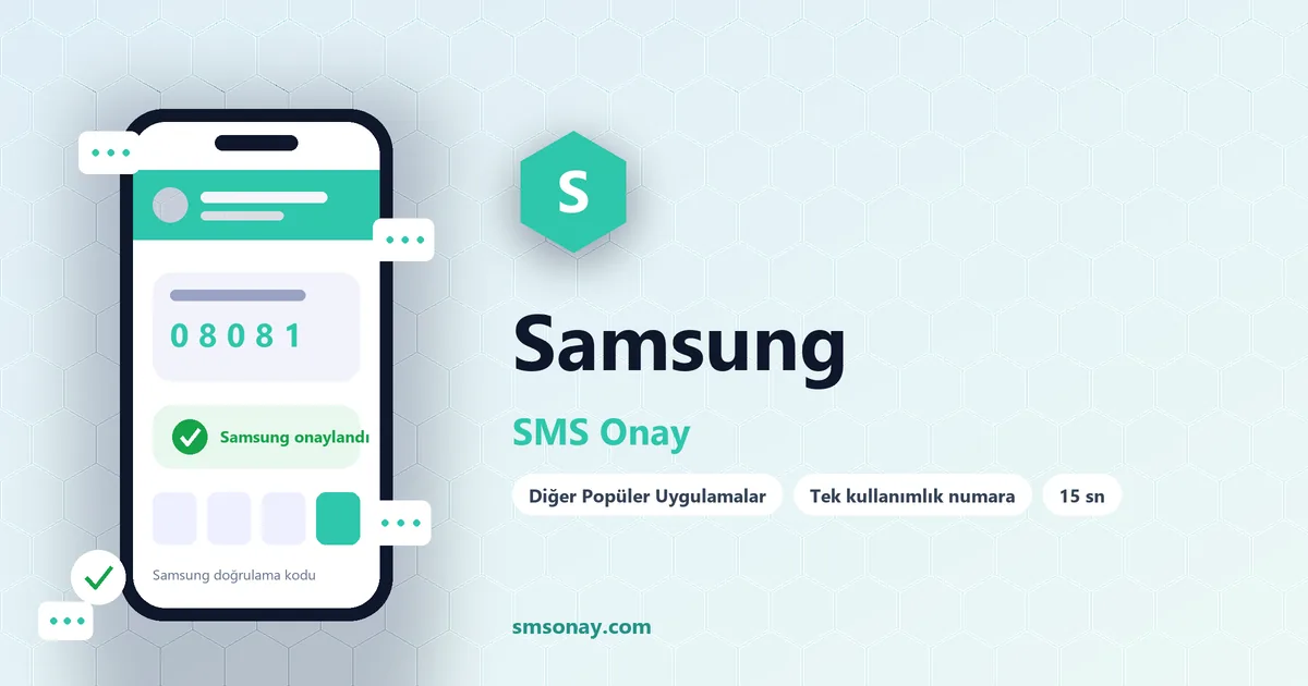 Samsung SMS onay: sanal numaraya gelen doğrulama kodu ekranı