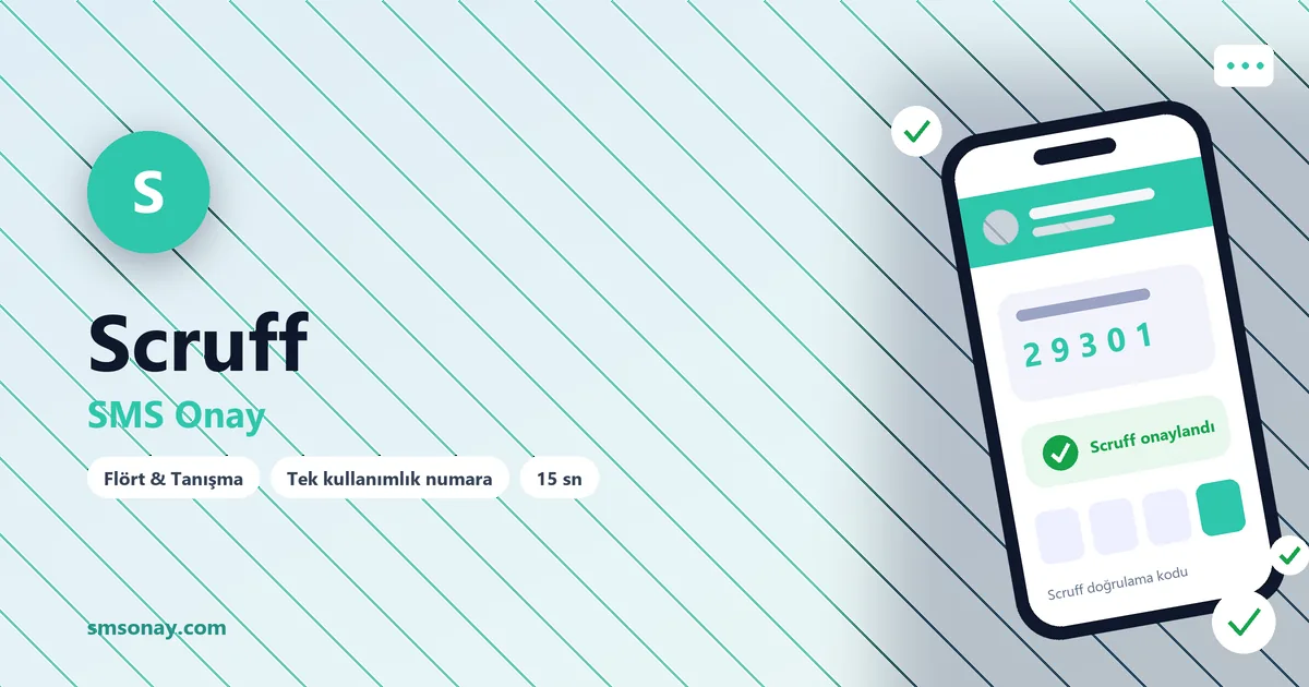 Scruff SMS onay: sanal numaraya gelen doğrulama kodu ekranı