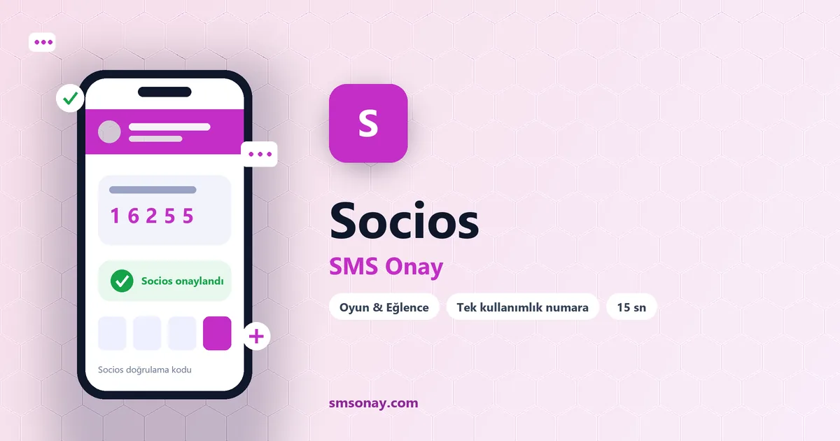 Socios SMS onay: sanal numaraya gelen doğrulama kodu ekranı