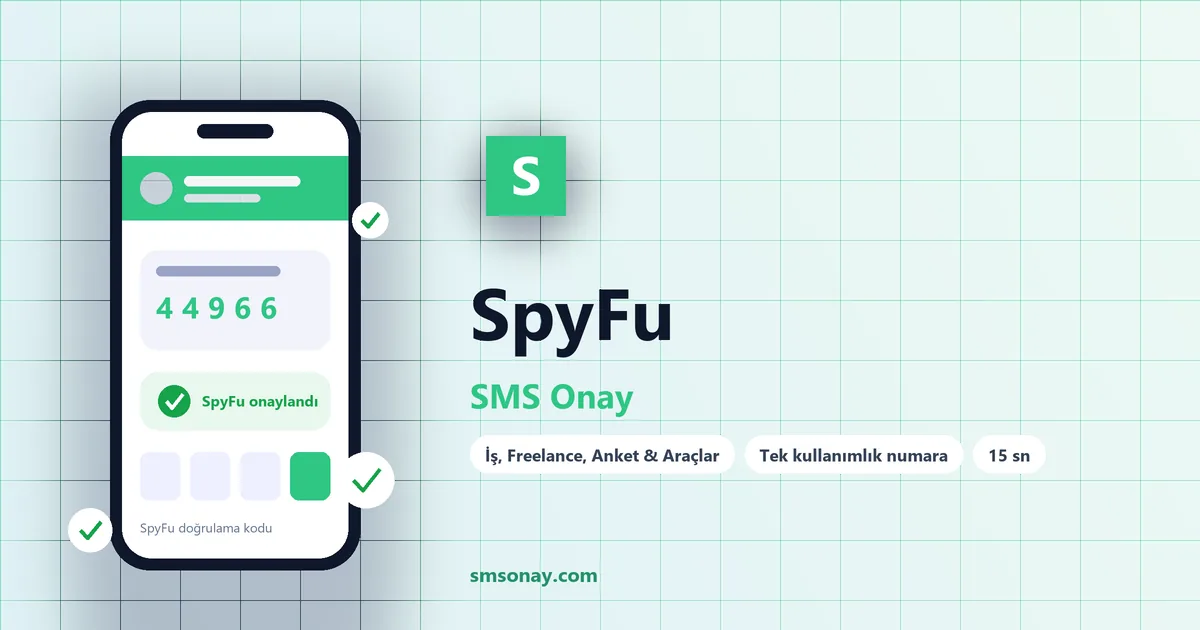 SpyFu SMS onay: sanal numaraya gelen doğrulama kodu ekranı