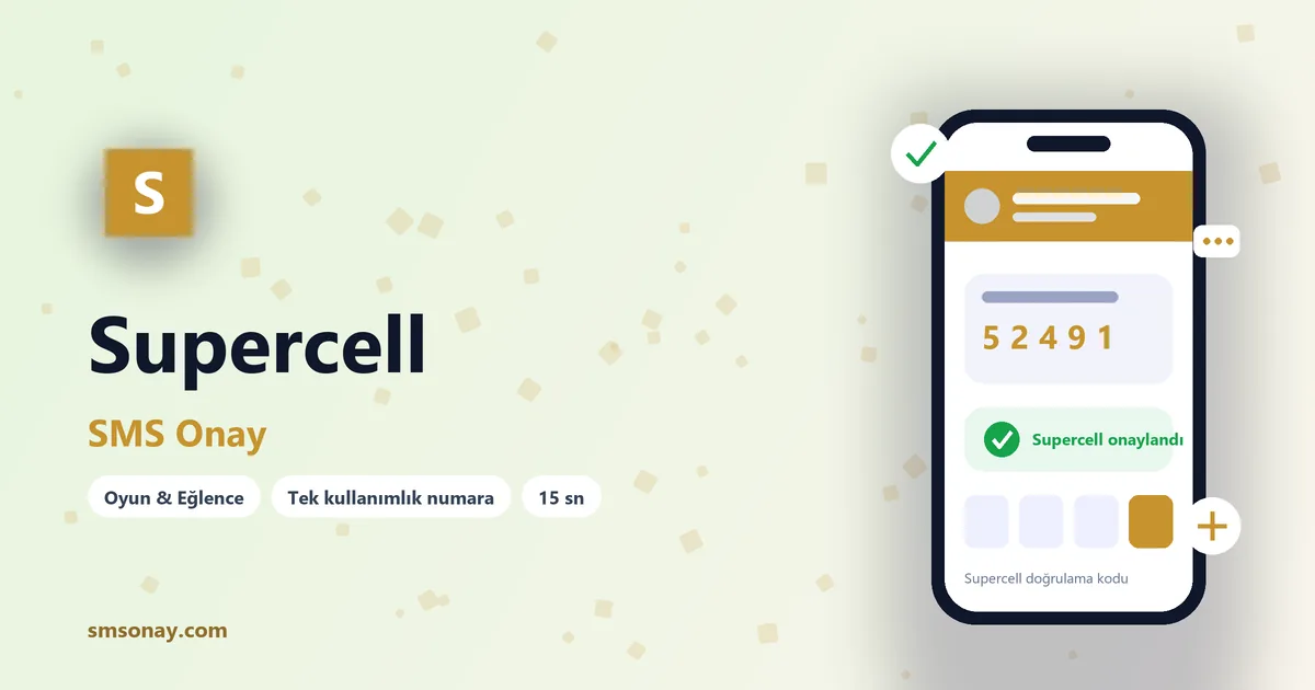 Supercell SMS onay: sanal numaraya gelen doğrulama kodu ekranı