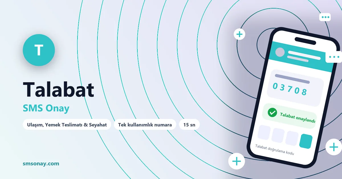 Talabat SMS onay: sanal numaraya gelen doğrulama kodu ekranı