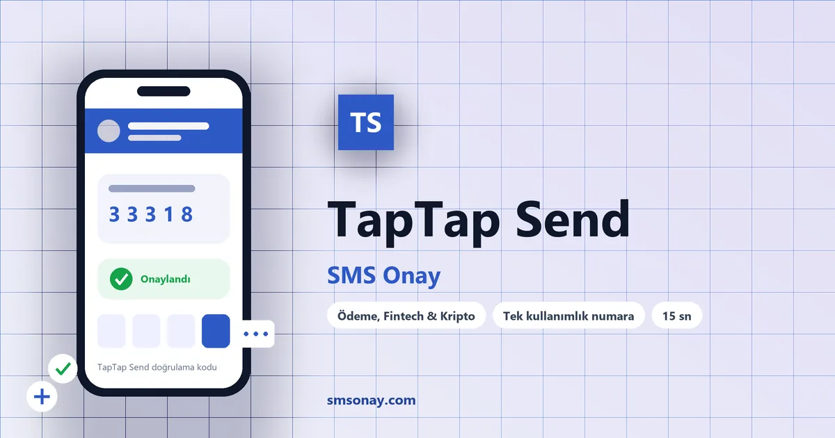 TapTap Send SMS onay: sanal numaraya gelen doğrulama kodu ekranı