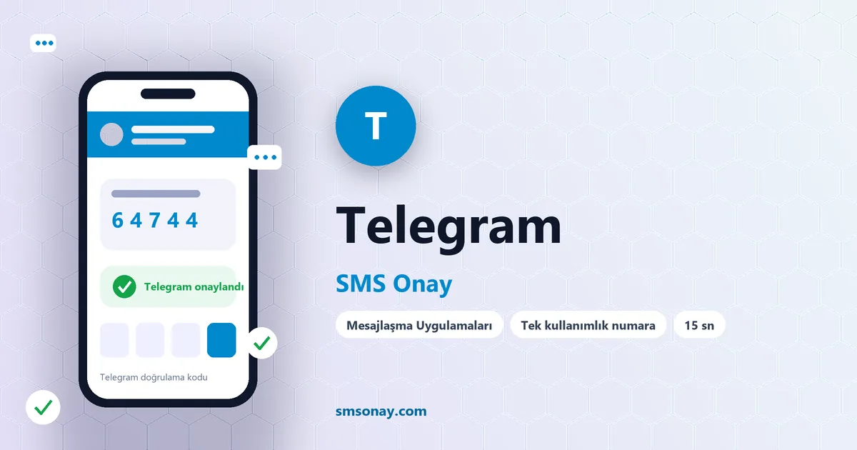 Telegram SMS onay: sanal numaraya gelen doğrulama kodu ekranı
