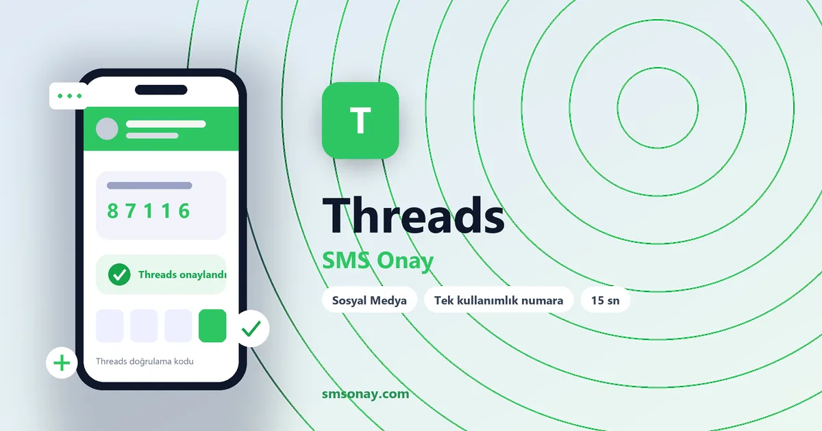 Threads SMS onay: sanal numaraya gelen doğrulama kodu ekranı