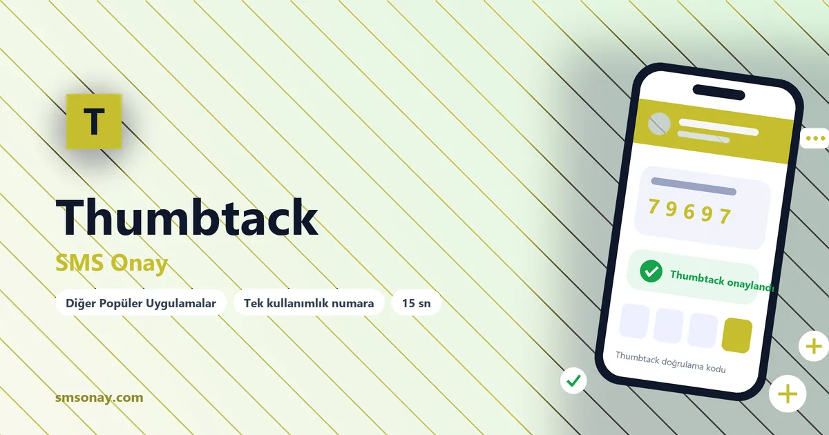 Thumbtack SMS onay: sanal numaraya gelen doğrulama kodu ekranı