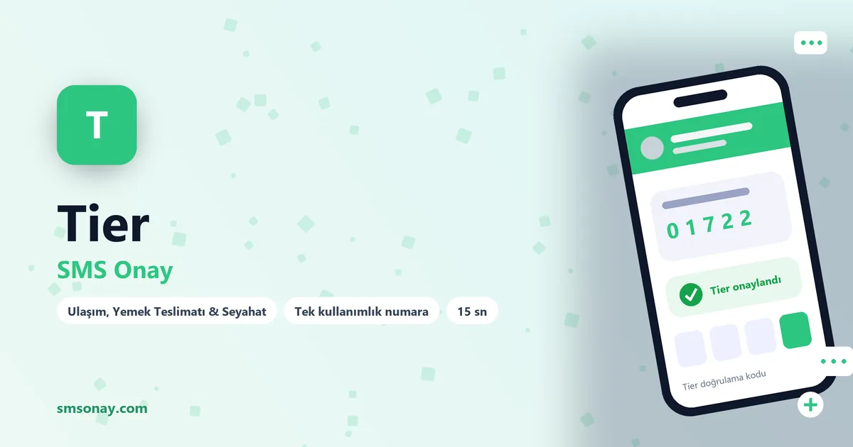 Tier SMS onay: sanal numaraya gelen doğrulama kodu ekranı