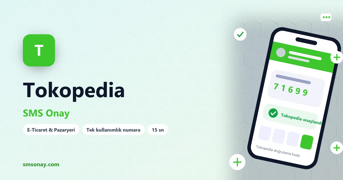 Tokopedia Ücretsiz SMS Onay görseli