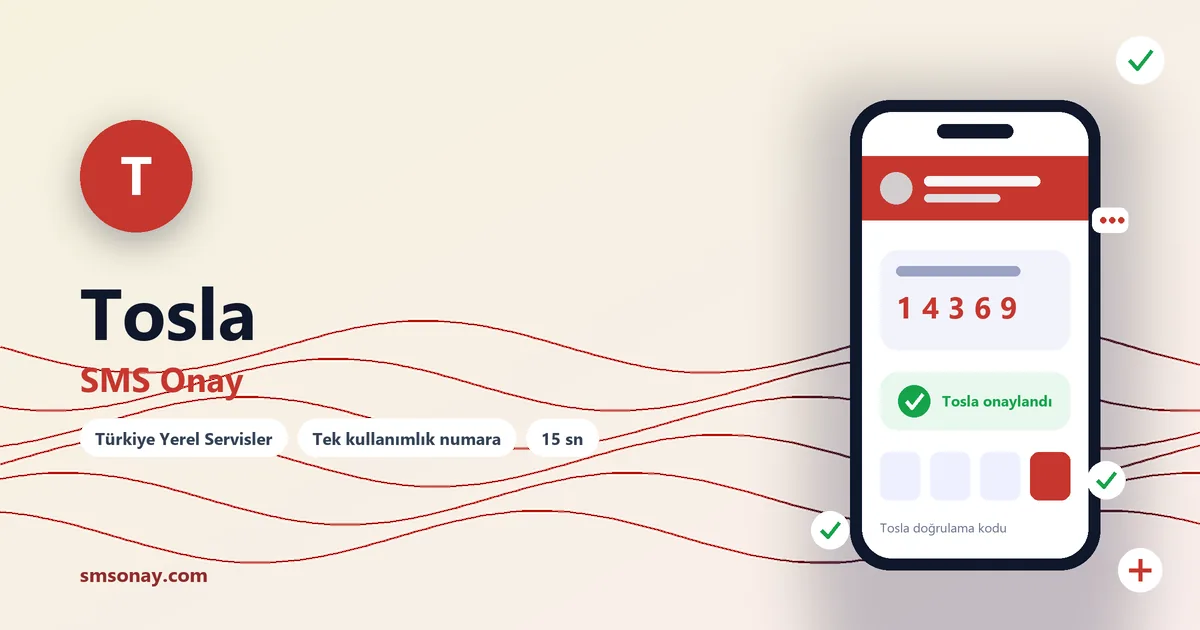 Tosla SMS onay: sanal numaraya gelen doğrulama kodu ekranı