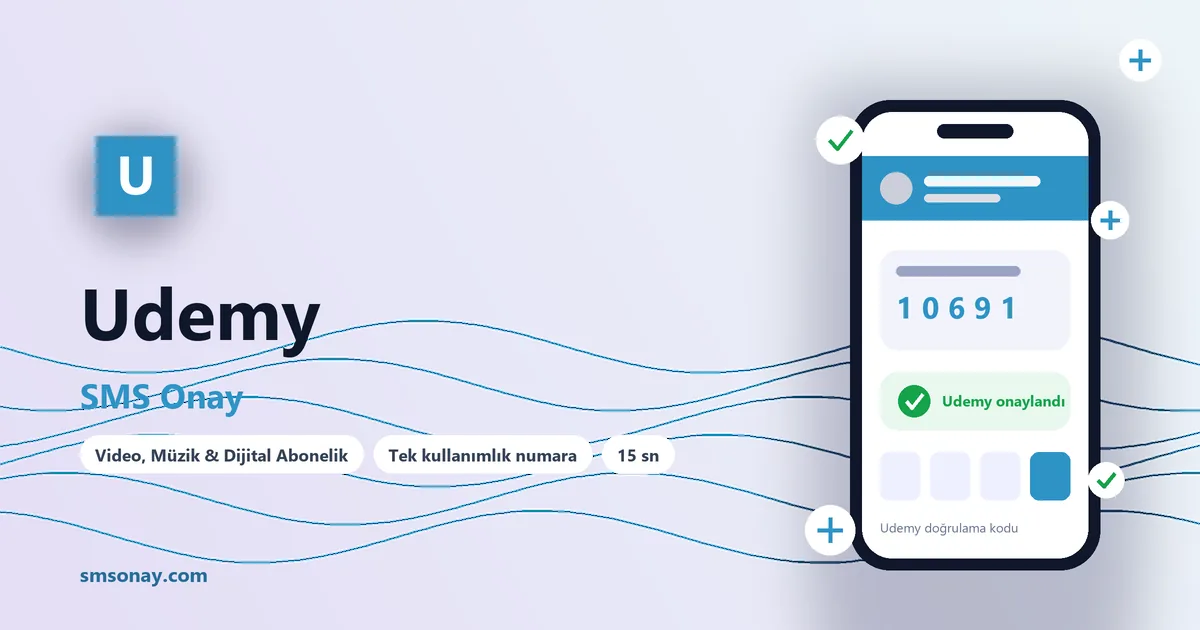 Udemy SMS onay: sanal numaraya gelen doğrulama kodu ekranı