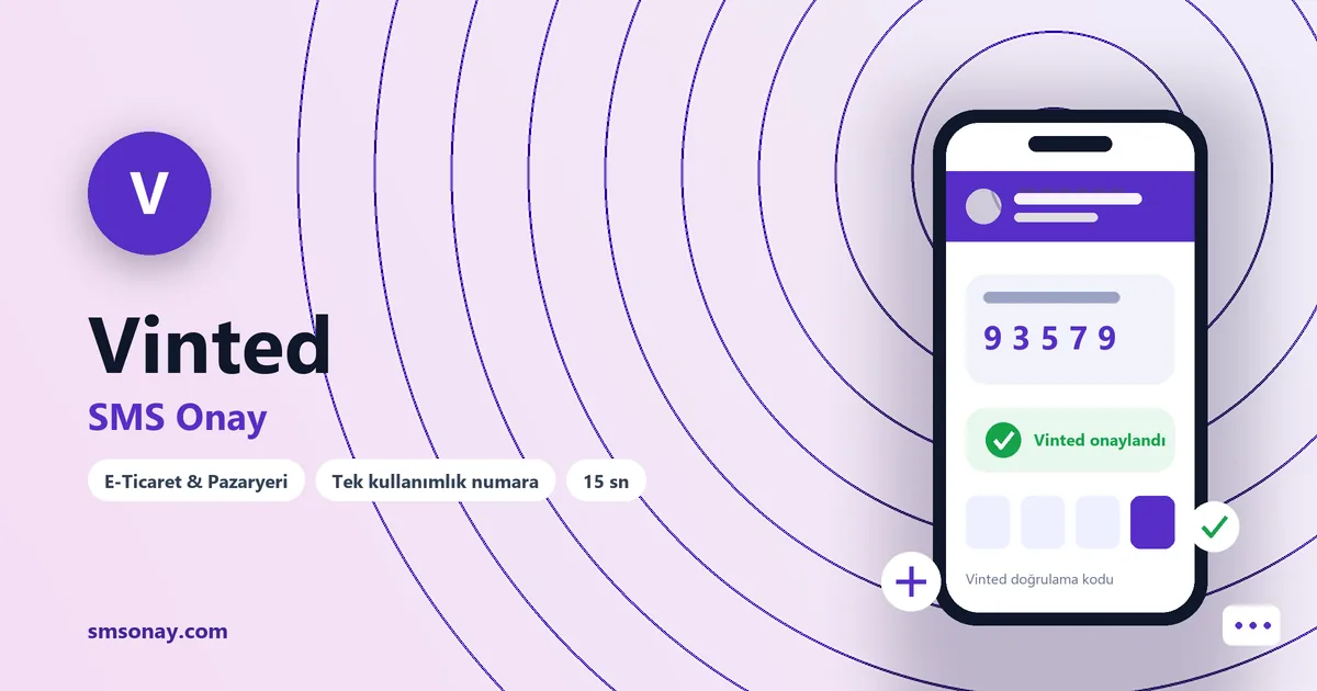 Vinted SMS onay: sanal numaraya gelen doğrulama kodu ekranı