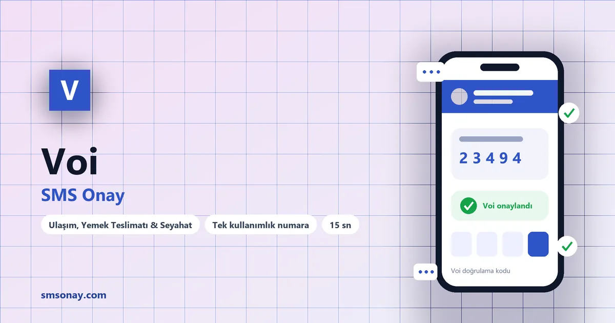 Voi SMS onay: sanal numaraya gelen doğrulama kodu ekranı