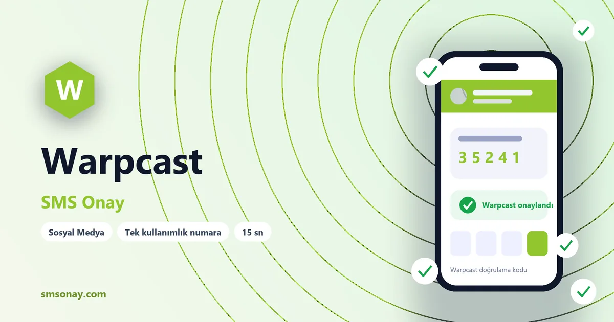 Warpcast SMS onay: sanal numaraya gelen doğrulama kodu ekranı