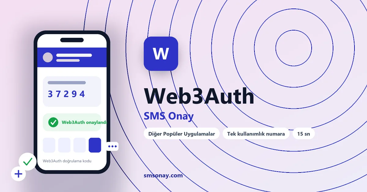 Web3Auth SMS onay: sanal numaraya gelen doğrulama kodu ekranı
