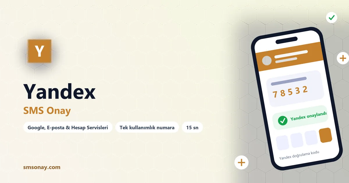 Yandex SMS onay: sanal numaraya gelen doğrulama kodu ekranı